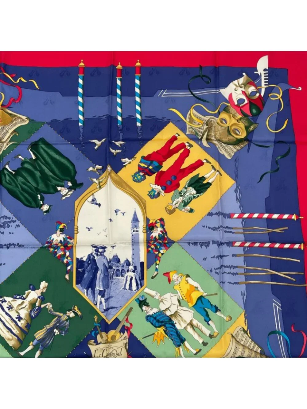 Hermes Carre 90 Carnaval de Venise Carnival of Venice Scarf Silk 100% Blue - Picture 5 of 5